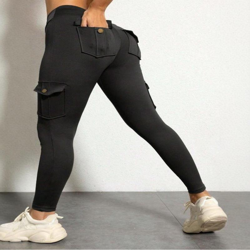 Women's Multi-Pocket Yoga Pants - High Elasticity, Tight Sports Running Fitness, Spliced Workwear Style