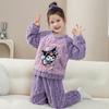 Kids Flannel Pajamas Set Boys Girls Warm Long Sleeve Top And Pants Sleepwear Winter Home Nightwear