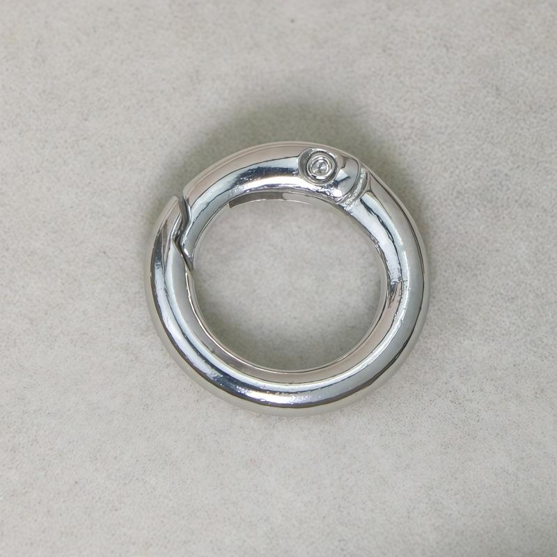 Round Zinc Alloy Spring Ring Keychain - High-End Texture Bag Buckle Pendant