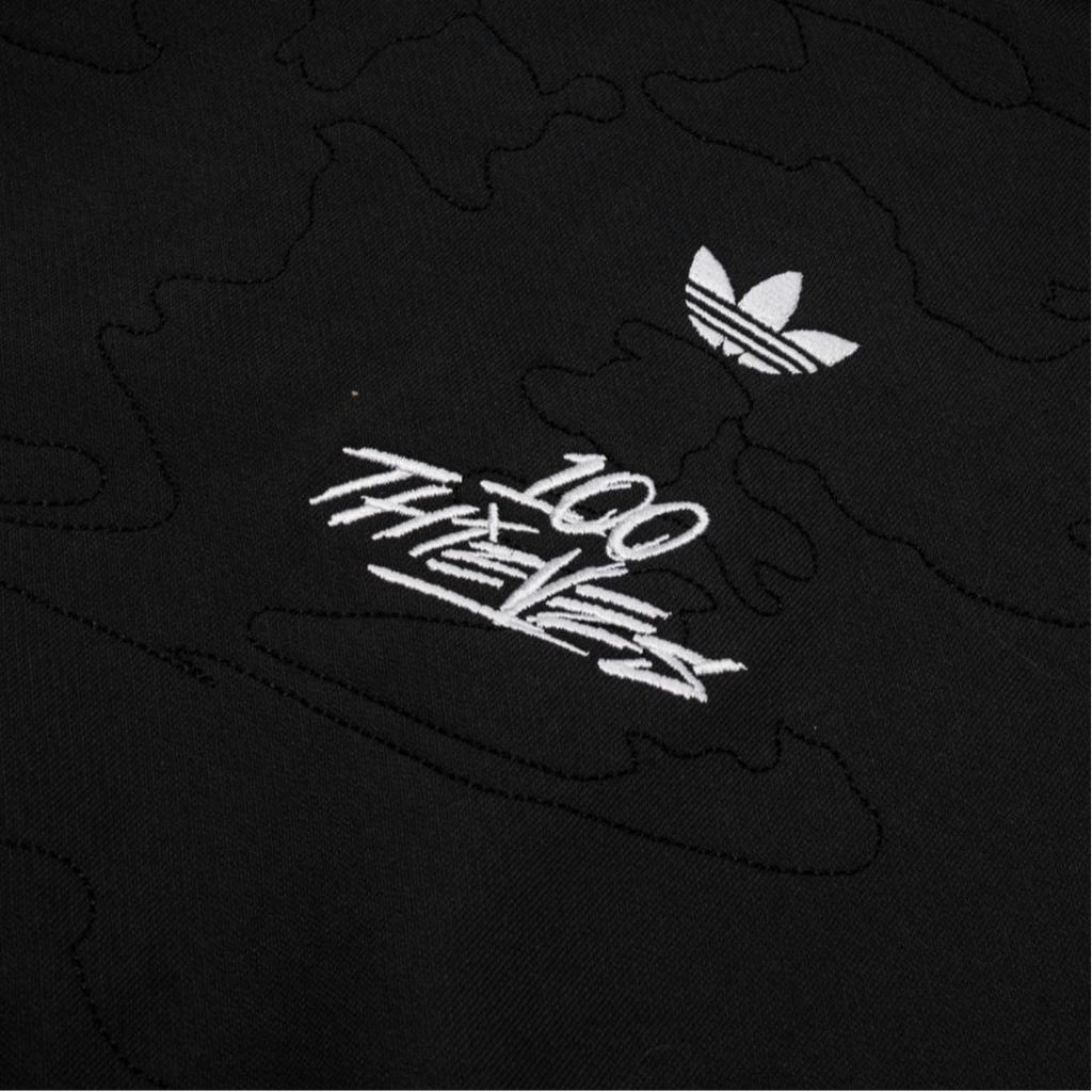 Adidas Originals X 100 Thieves SS25 Embroidered Hoodie Carbon JM3258