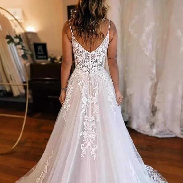 Summer lace wedding dress bridal dress suspender long small trailing bridal dress side split