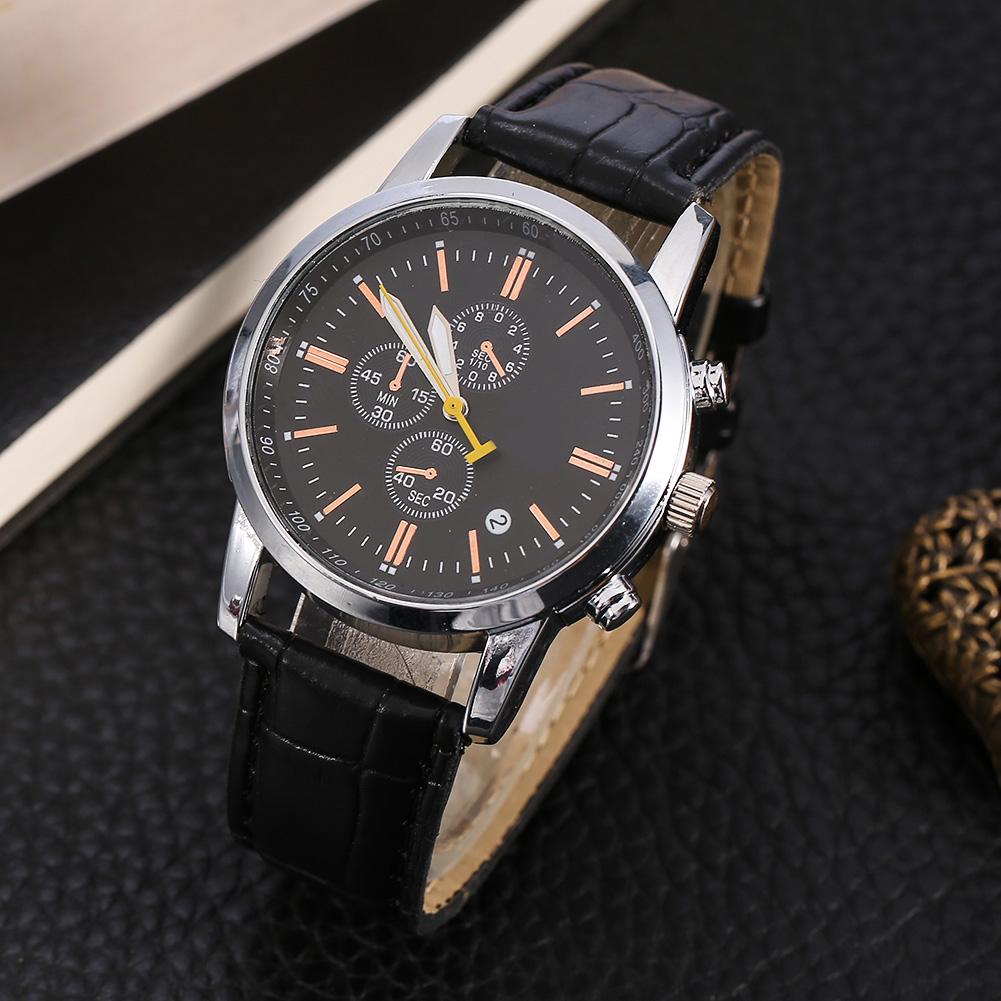 Fashionable Men Women Wristwatch Analog PU Band Wrist Watch(Brown)