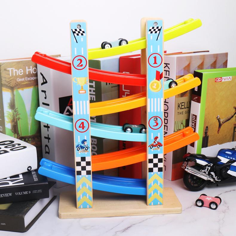 Colorful Wooden Educational Glide Car for Children - Fast, Interactive Parent-Child Toy
