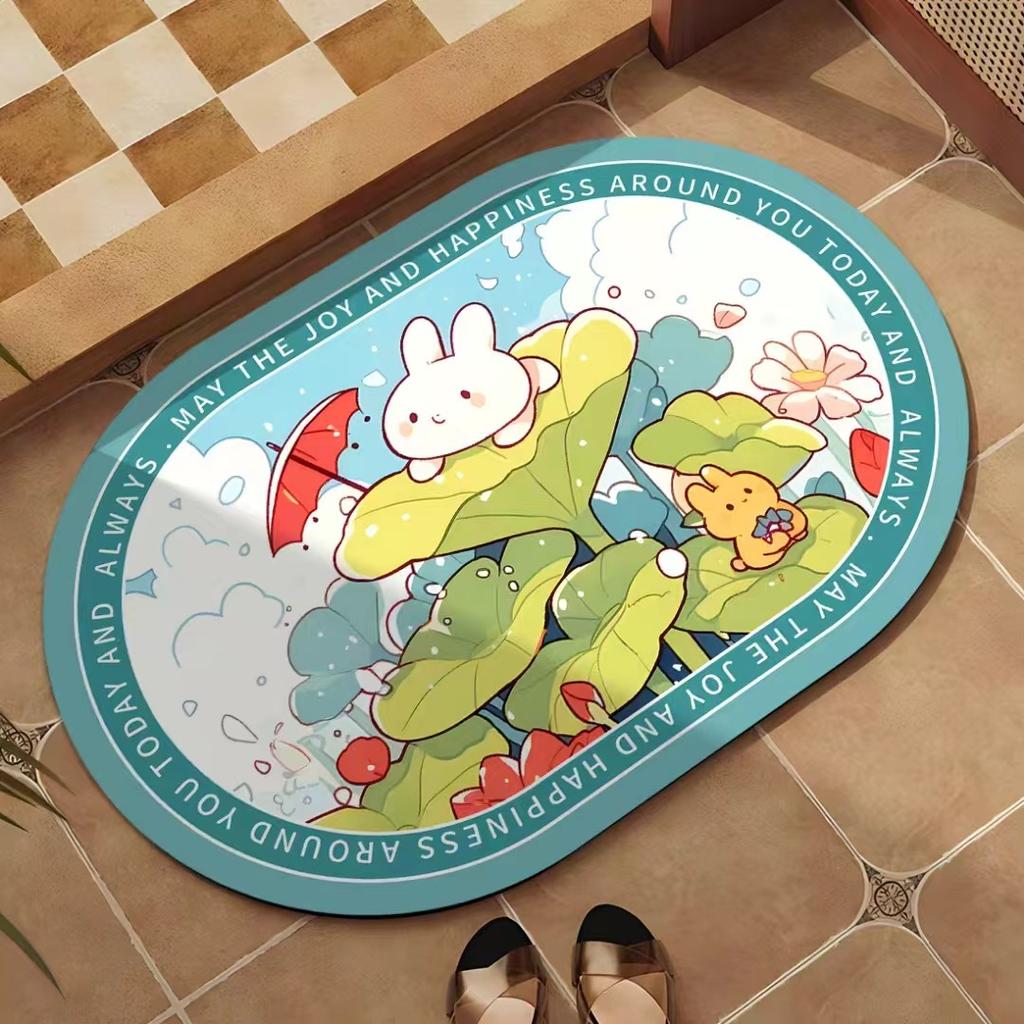 Cartoon Badezimmer Kieselgur Fußmatte Toilette Dusche Saugfähig Schnelltrocknend Fußmatte Haushalt Toilette Rutschfeste Fußmatte