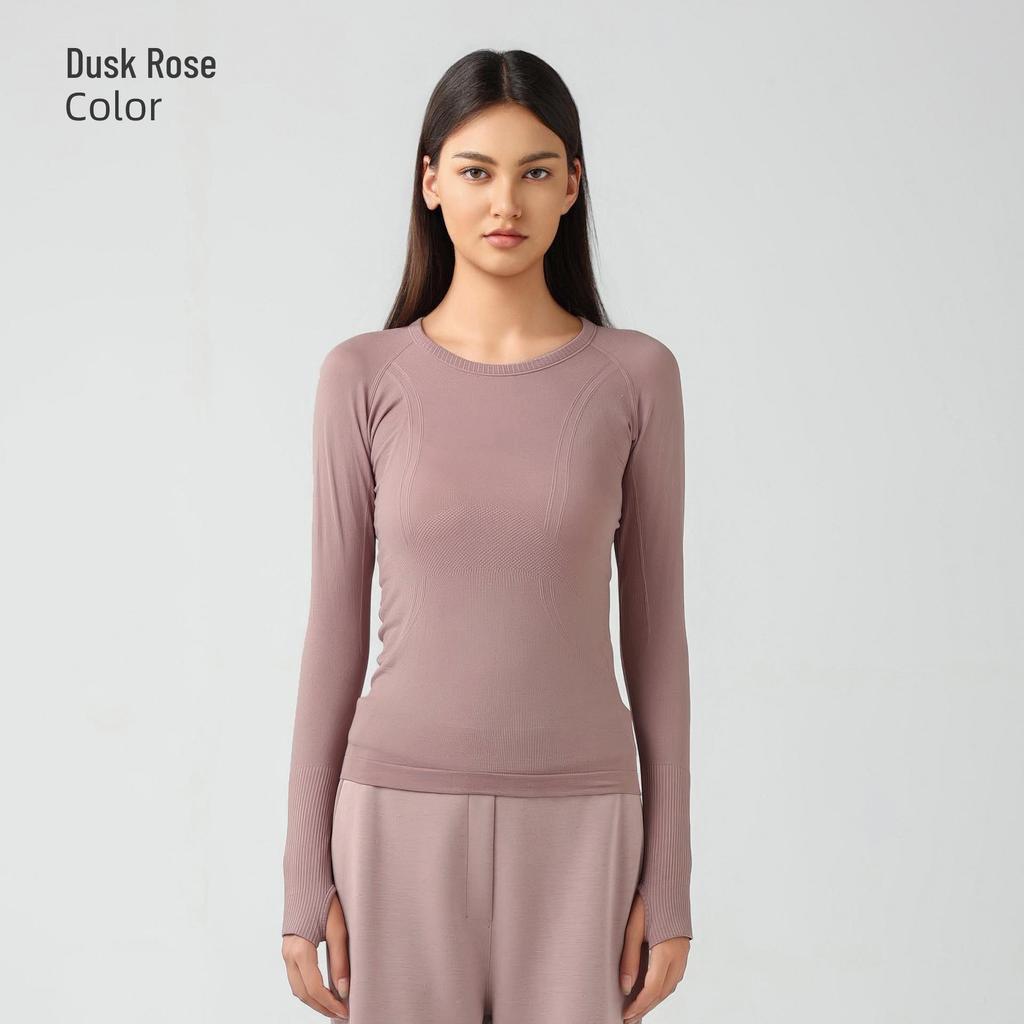 Women's Seamless Long Sleeve Yoga Top – Comfortable, Breathable, Tight-Fitting, Slimming Fitness Wear