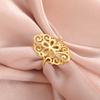 Stainless Steel Gold Filigree Flower Rings Women Wide Ring Aesthetic Jewelry Valentine's Day Gift