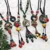 Women's Ceramic Necklace - Retro Versatile Sweater Chain - Simple Long Ethnic Necklace Pendant