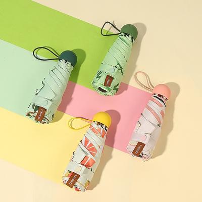 Ombrello pieghevole a forma di capsula Six Bones, con protezione UV, in vinile trasparente, tascabile, mini ombrellone