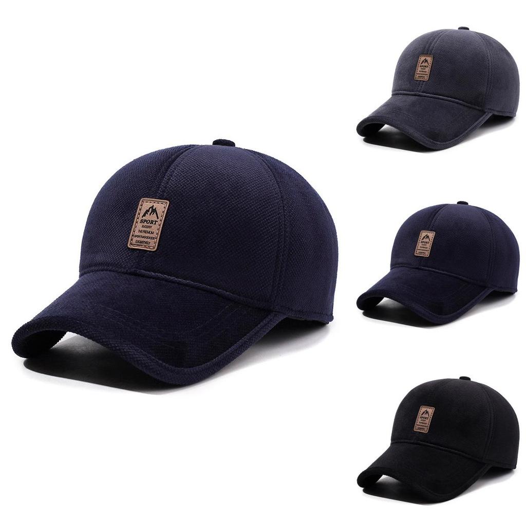 Sports Style Baseball Cap For Men With Fleece Lining Windproof Warmth For Outdoor Activities