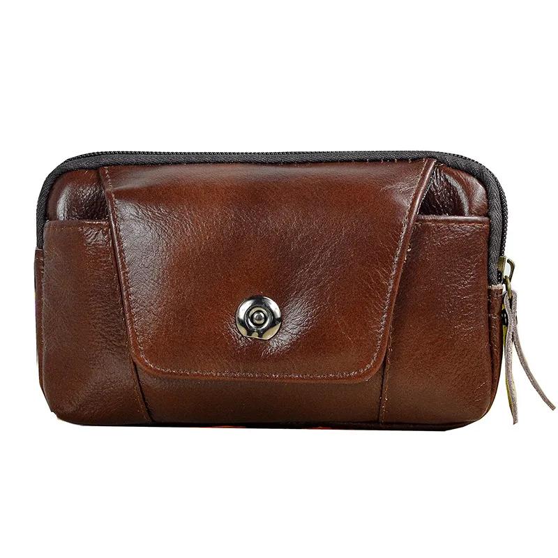 Sacoche de hanche en cuir véritable pour homme Sacoche zippée en cuir pour téléphone Sac banane de taille de haute qualité Sacs à main Portefeuilles