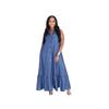 TW851 European Sleeveless Ruffle Long Dress - Women's Casual Holiday Button-Down Lapel Style