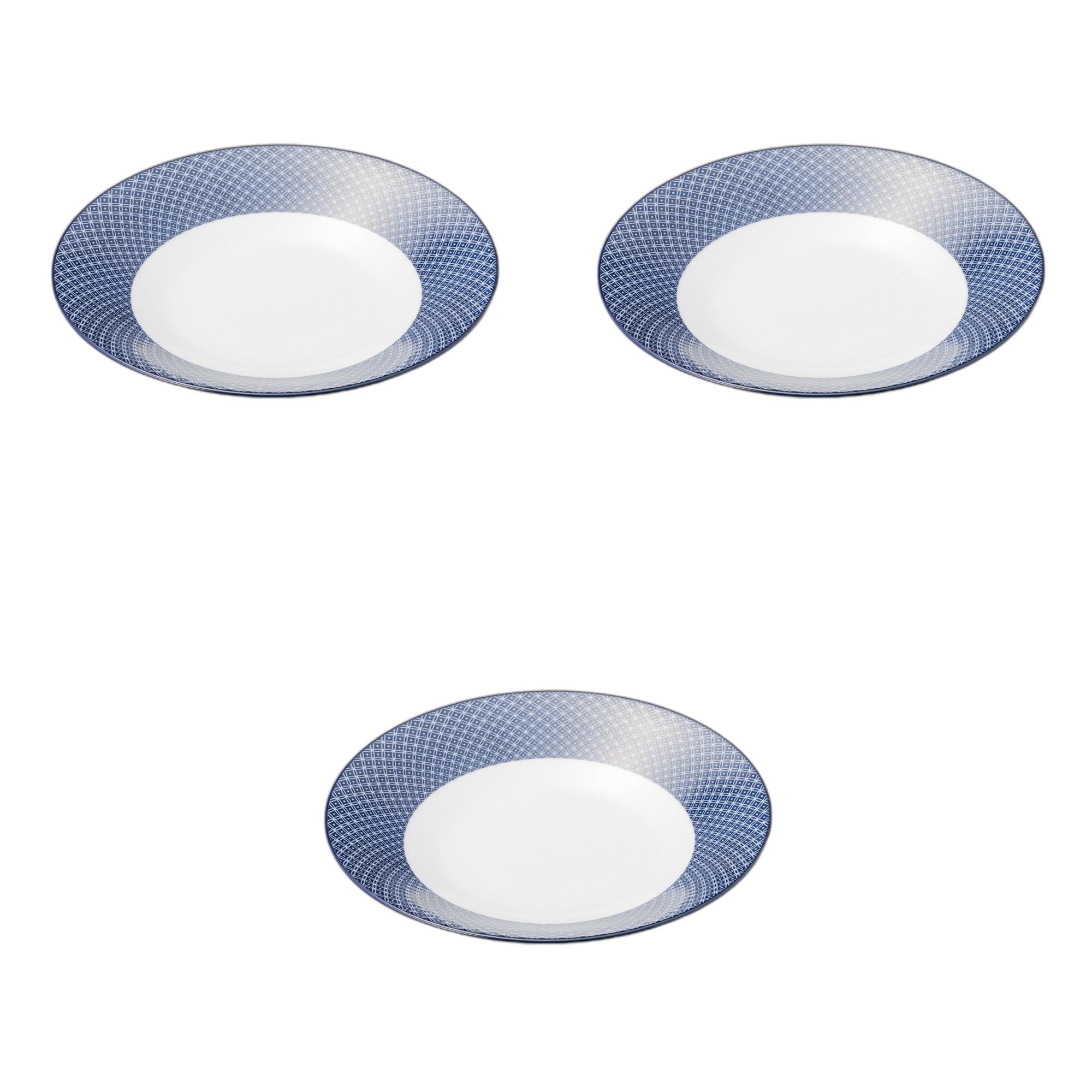 

Set of 3 Antique Blue and Blue Shallow Bowls x Ceramic Serving Setomonohonpo Cloisonné 27.5cm [27.5 4.6cm] Plates,