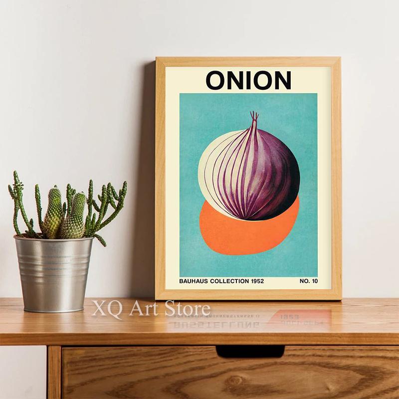 Vintage Botanical Vegetable Print Radish Onion Garlic Cabbage Canvas Painting Art Vegetarian Poster For Kitchen Restaurant Decor