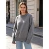 European and American Knitted Sweater Women's Loose Round Neck Solid Color Long Sleeve Thickened Large Size Autumn and Winter Casual Pullover