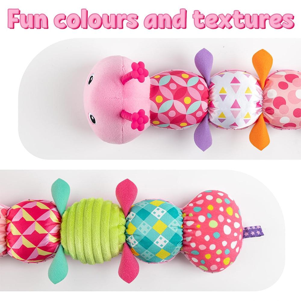 Jucarie de plus 3-in-1 Musical Caterpillar Toy, Pink, 50cm, Infant Sensory Development Soothing Plush Doll