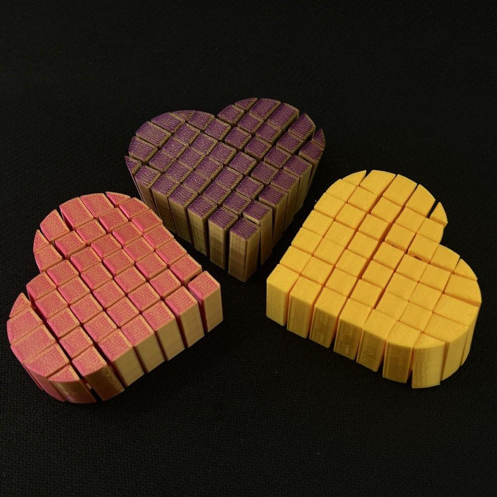 Fractal 3D Printed Pixel Heart Gifts AntiAnxiety Decompression Toy Heart Fidget Toys  Kid/ Adult