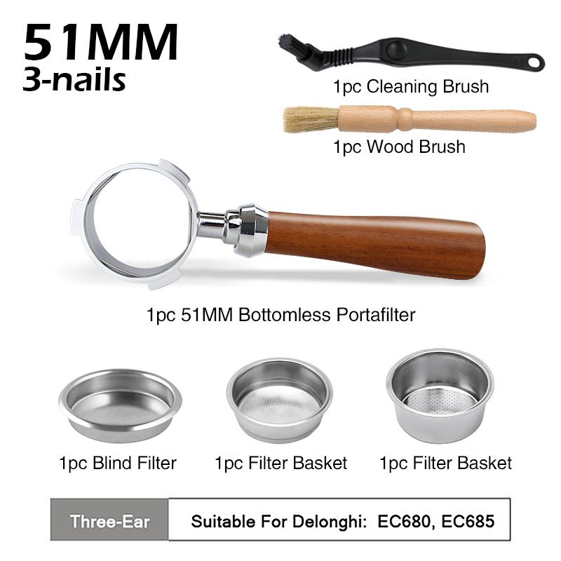 51MM Coffee Bottomless Portafilter Replacement Filter Basket For Delonghi EC680 EC685 Espresso Machine Accessories Barista Tool