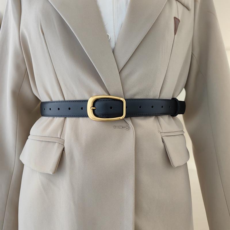 Simple Twoply Leather Belt With Alloy Fastener For Casual Office Wear