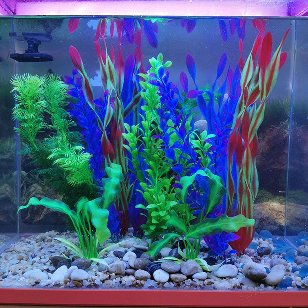 Artificial Large Aquarium Plant Set Aquatic Plants Plastic Fish Tank Decor 10pcs
