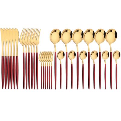 30-teiliges Geschirrset aus Rotgold, Western-Besteck aus Edelstahl, Messer, Kuchengabeln, Teelöffel, Besteck, Besteck, Küchengeschirr