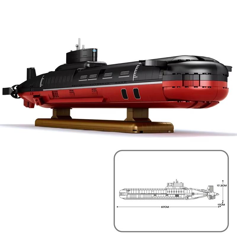 Non-Toxic 2895Pcs Typhoon Class Submarine Building Blocks 1:250 Scale Type 941 Shark Submarine Model Bricks Kids Educational Diy Toy Gifts