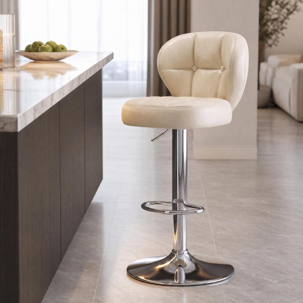 HeightAdjustable Bar Stool Ergonomic Upholstered with Backrest HighResilience Seating for