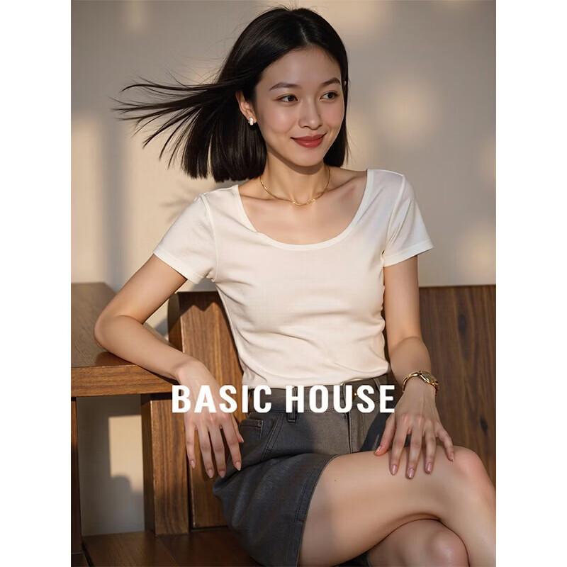Basic House Women s Crew Neck Cotton T-Shirt M