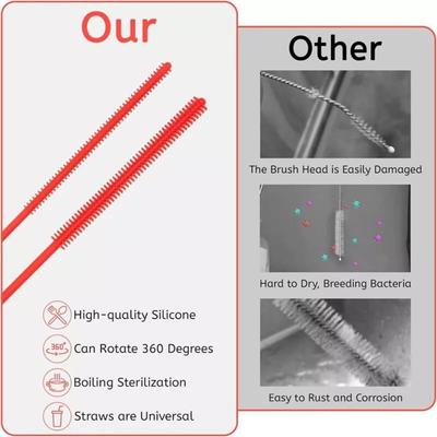Reusable Pipe Cleaning Brush Household with Long Handle Silicone Straw Cleaner Brushes Kitchen Gadgets Extra Long Bendable