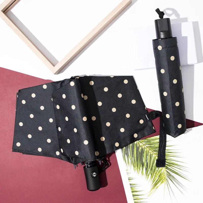 Korean Style Black White Checkered Umbrella Sunshade Umbrella Anti Uv Foldable Fresh Clean