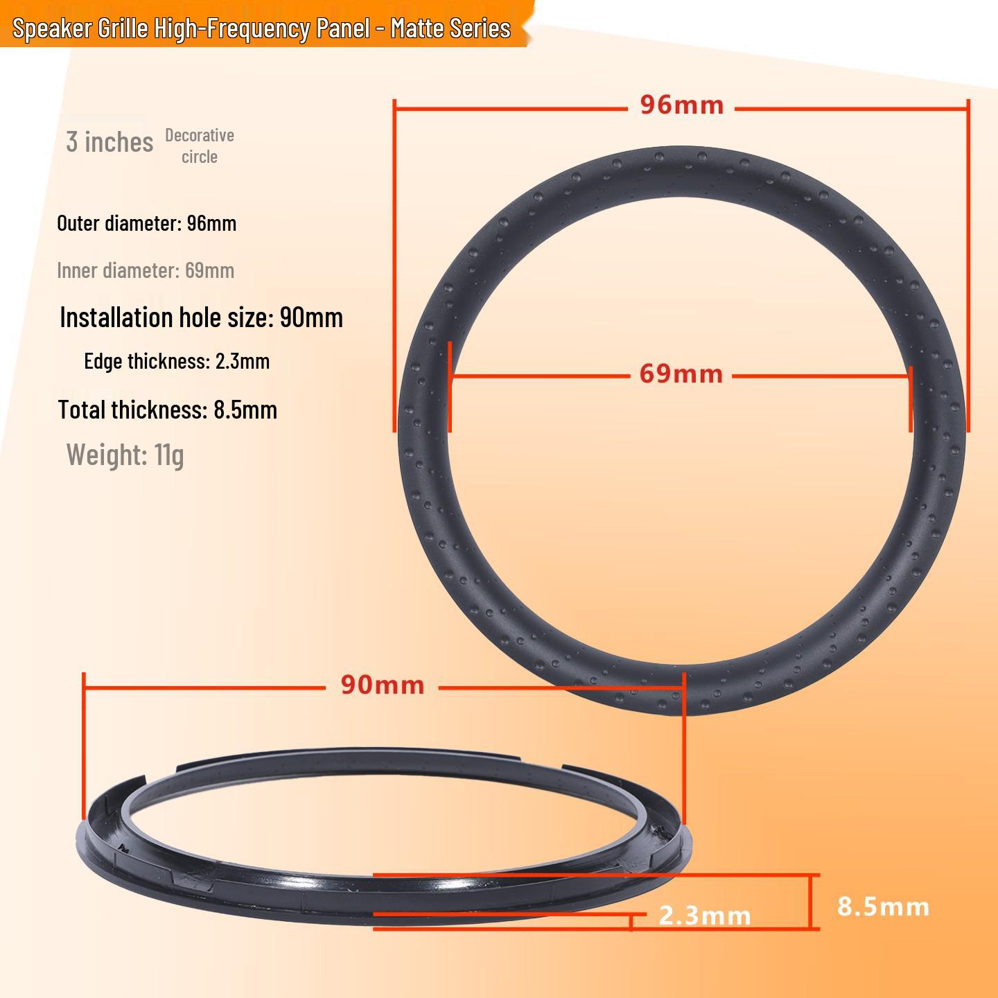 Matte Speaker Horn Tweeter Grille Ring for 3-6 Inch Models