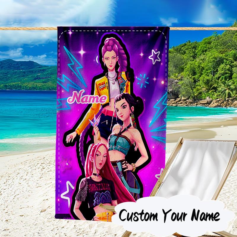 Custom Name Powerful KPop Fashion Microfiber Beach Towel Super Soft & Absorbent for Bath, Beach, Travel Bath Time Accessory, Fan gifts