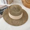 New wind beach travel holiday straw hat concave shape travel engraved handmade seaweed visor for men and women