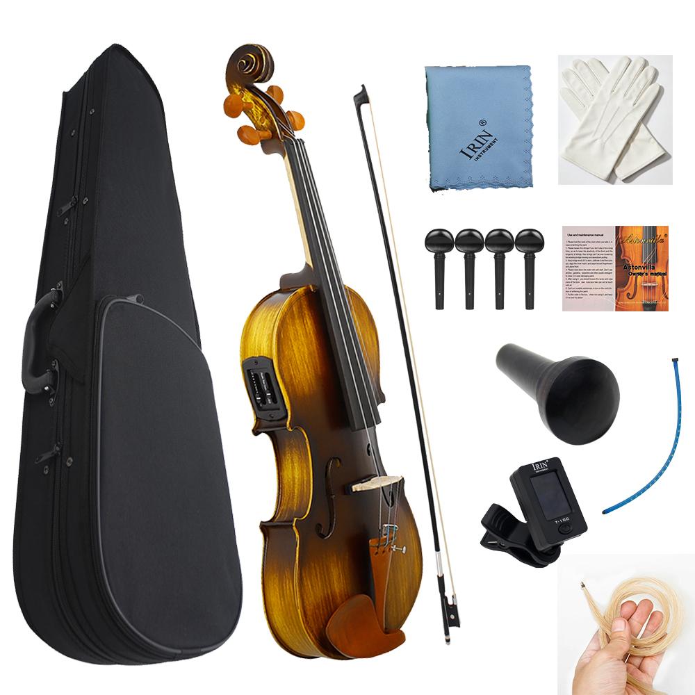 IRIN 4/4 Electric Smart Electroacoustic Violin with EQ Acoustic Silent Violin AV-E07 Maple Panel Violin for Performance