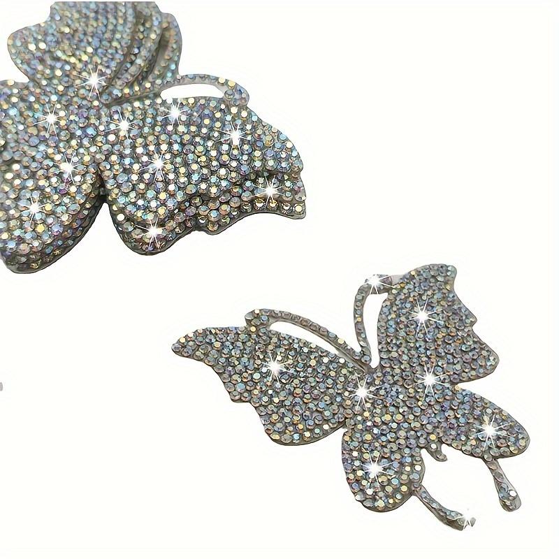 4 Stück Glitzernde Strass Schmetterling Verzierungen - Aufbügelbare Kristall Applikationen für Kleidung Jeans Schuhe Taschen Hüte Reparatur & DIY Deko