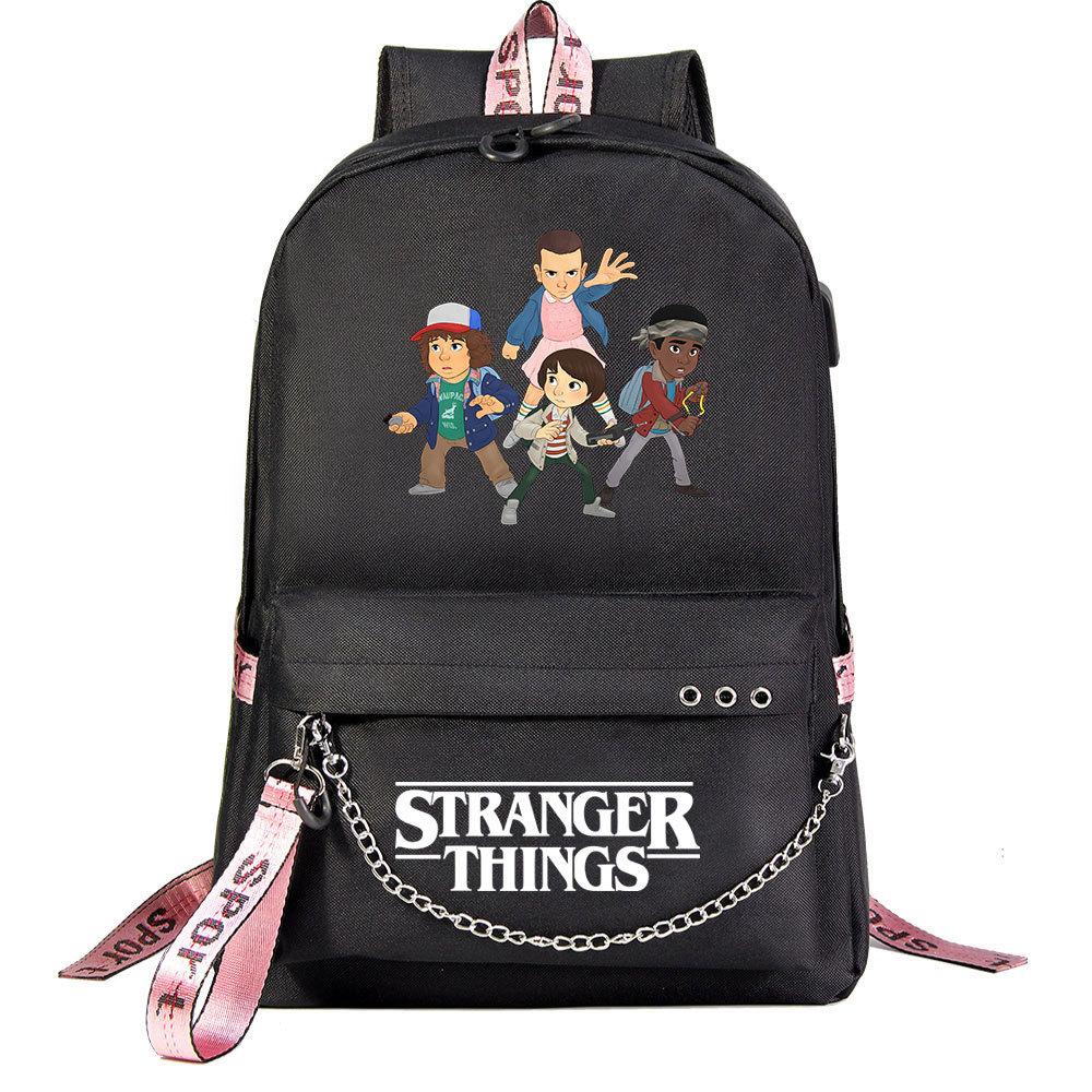 American Tv Stranger Things Printed Usb Youth School Bag Men S And Women S Leisure Travel Backpack Bag 45CMX32CMX15CM