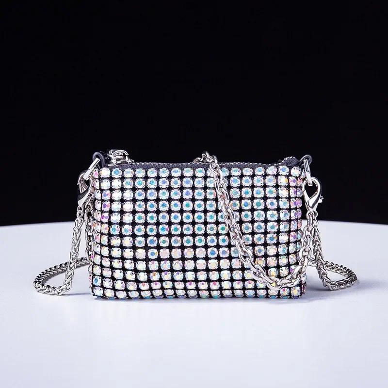 New Women's Bag 2025 Versatile Rhinestones Handbags with Diamond Chain Mini Bags Female Purse Wallet Shoulder Crossbody Bags