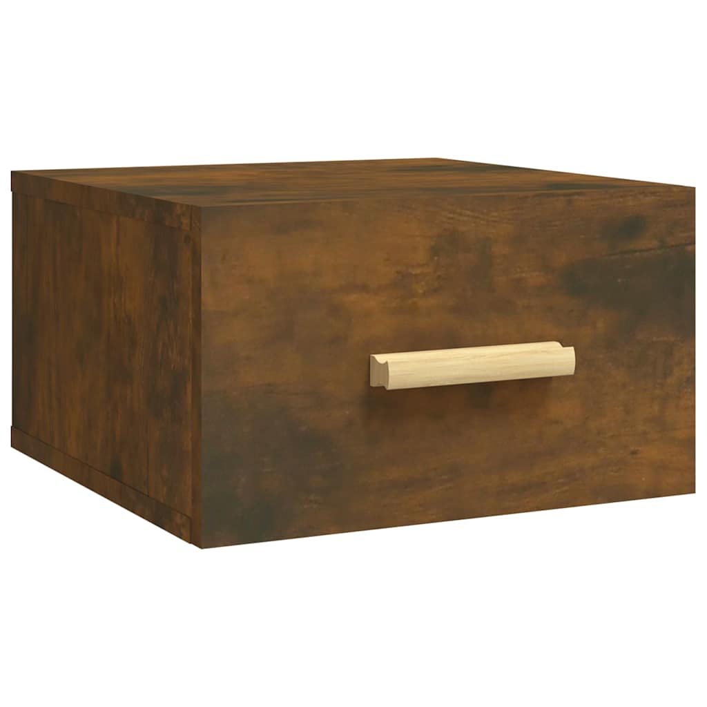 Wall Mounted Nightstands Set of 2 Smoked Oak 35 x 35 x 20 cm