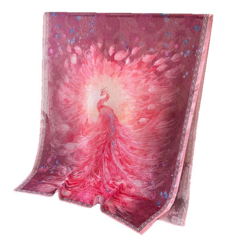 Qizifeng shadow printing cut flower spring and summer silk scarf large long scarf high-end travel shawl sun protection women's scarf headscarf