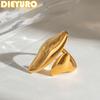 DIEYURO 316L Stainless Steel Gold Alien Irregular Adjustable Open Ring For Women New Ring Jewelry Glamorous Gift