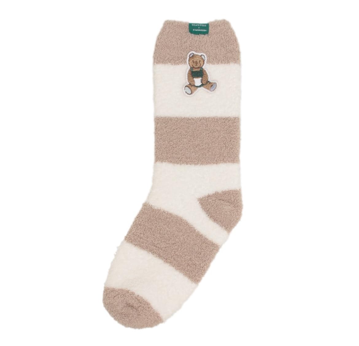 

Starbucks Collaboration Gela Pique Powder Bear Embroidered Border Socks, Mocha Beige