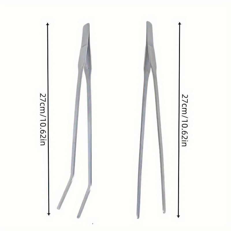 1pc Stainless Steel Aquarium Feeding Tongs, 10.6 Inch Curved Tweezers and Straight Forceps, Ideal for Fish Tank Landscaping, Worm Feeding, Reptiles