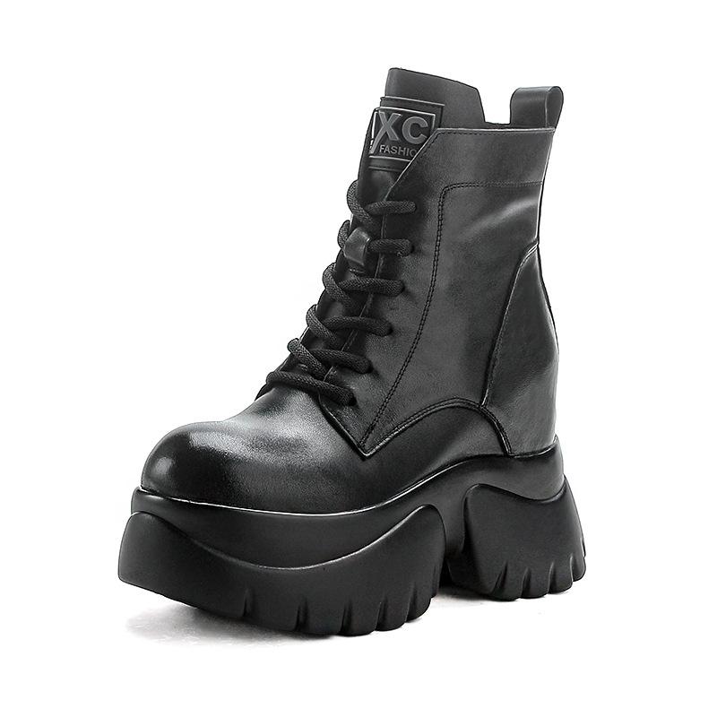 Short Boots 2026 Autumn and Winter New Leather Sponge Boots Motorcycle Boots Short Boots Thick Sole