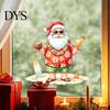 Tropical Santa Window Cling Claus Surf Static Sticker, Christmas PVC Decal, Waterproof Seasonal Decoration Easy Apply Sticker for Glass Doors