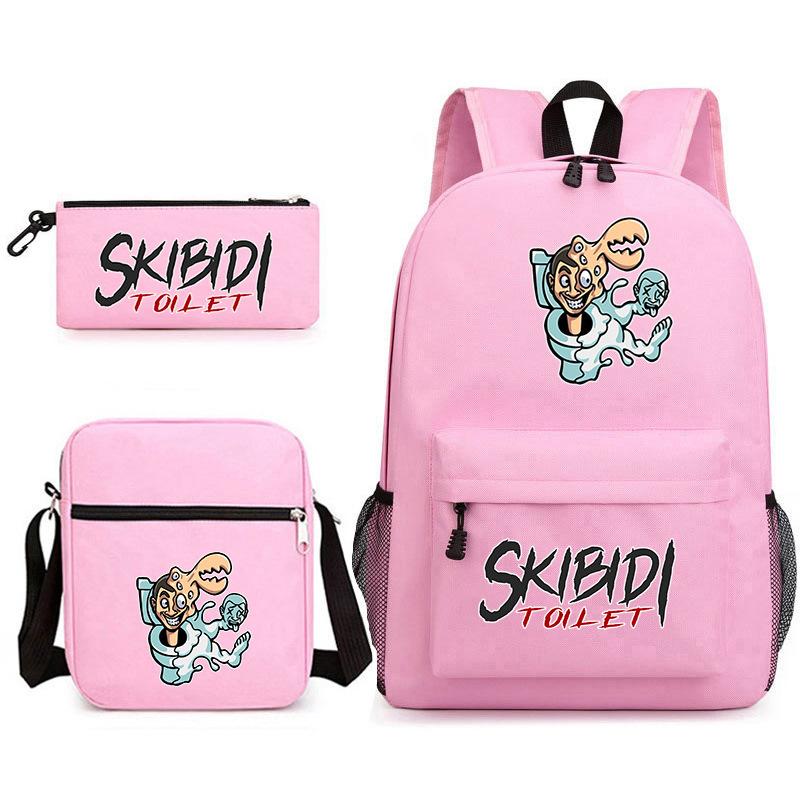 Game Skibiditoilet School Bag Backpack Pencil Bag Shoulder Bag Three-Piece Set 03 three-piece set