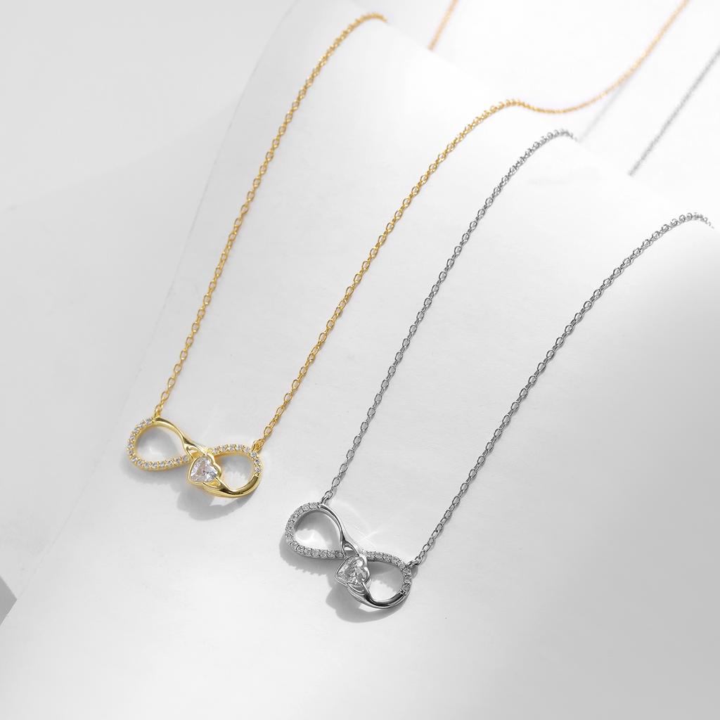 MODIAN 925 Silver Infinite Love Necklace Romantic Embrace Heart Pendant Link Chain For Women Anniversary Jewelry Gifts