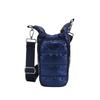 Water Cup Bag with Wide Shoulder Strap Double Zippered Pockets Waterproof Fabric Adjustable Strap Quilted Fabric Phone Bag
