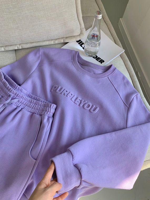 Purple Women’s Casual Running Sportswear Set - 2025 Spring/Autumn Fashion: Loose Sweatshirt & Long Pants Two-Piece.