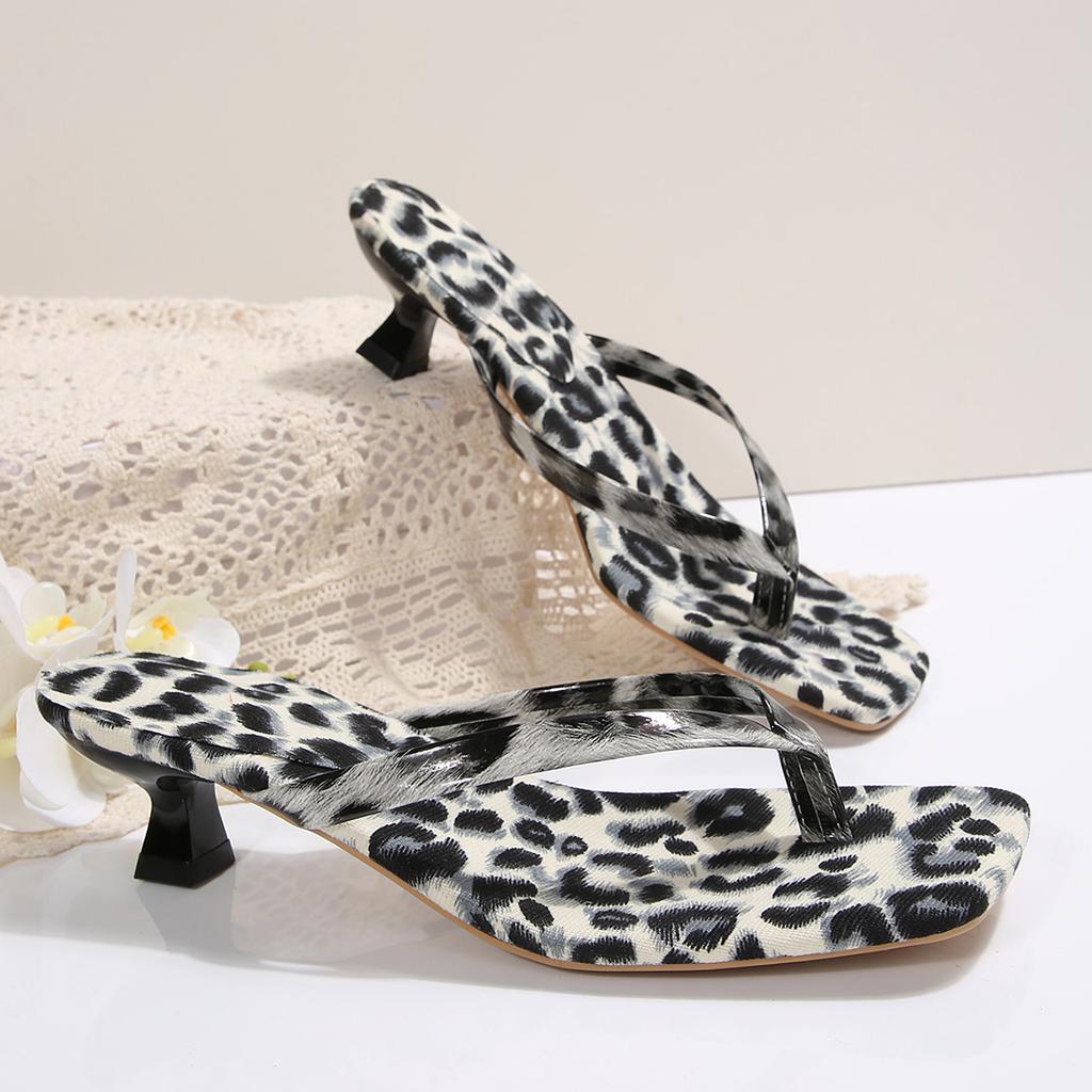 Fashion Women Slippers High Quality Women Sexy Shoes Bow Knot Leopard Print High Heel Sandals Beach Comfortable Slippers Slide Women