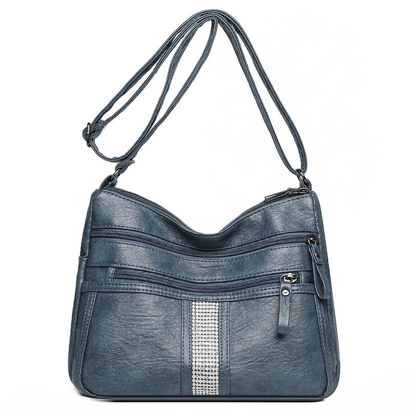 New messenger bag soft leather shoulder bag retro simple fashion large capacity multi-pocket women's bag