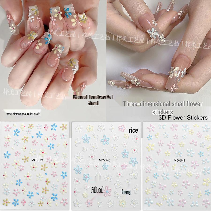 

3D Ice Flower Nail Art Stickers - Embossed, Hollow Design for a High-End, Trendy Look